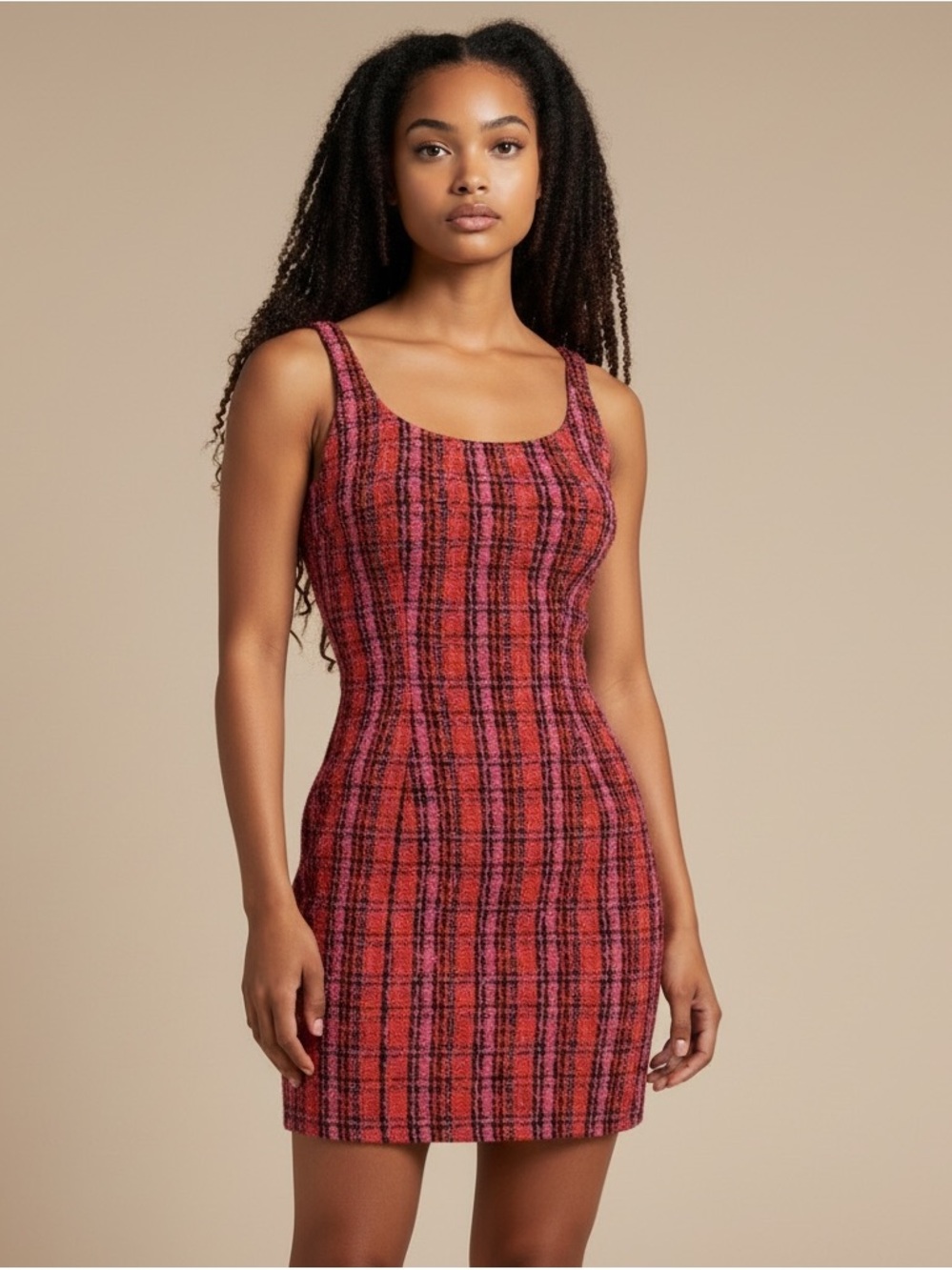 Endless Rose Red and Black Plaid Mini Dress NWT Size Medium